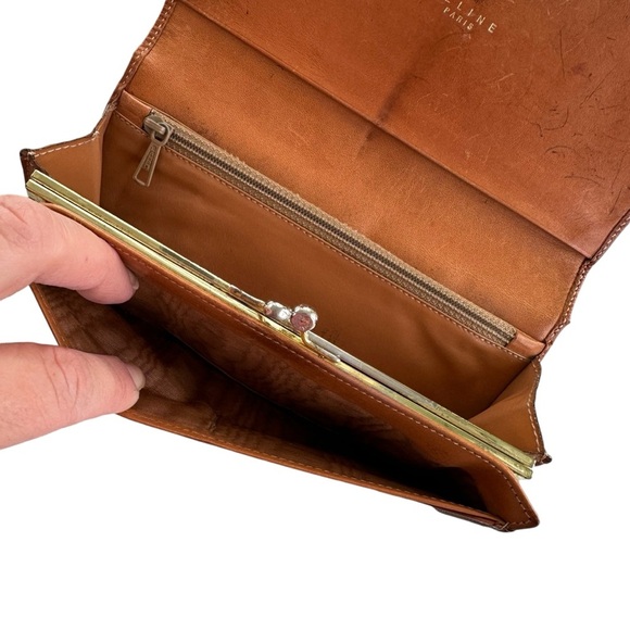 Authentic CELINE Macadam Beige Canvas & Leather Kisslock Long Wallet - Picture 11 of 15